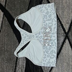 VS PINK 2012 YOGA SILVER SHINE LEOPARD PRINT UNLINED SPORTS BRA PRICE FI…